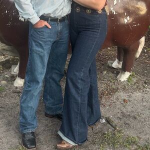 Trendy boutique Dark Blue Wide Leg Flare Jeans